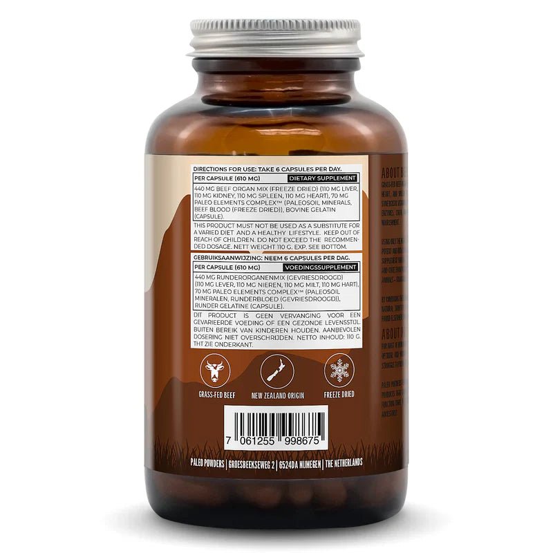 Runder Orgaan Mix - Grasgevoerde Runderen - 180 capsules - Gonewtra