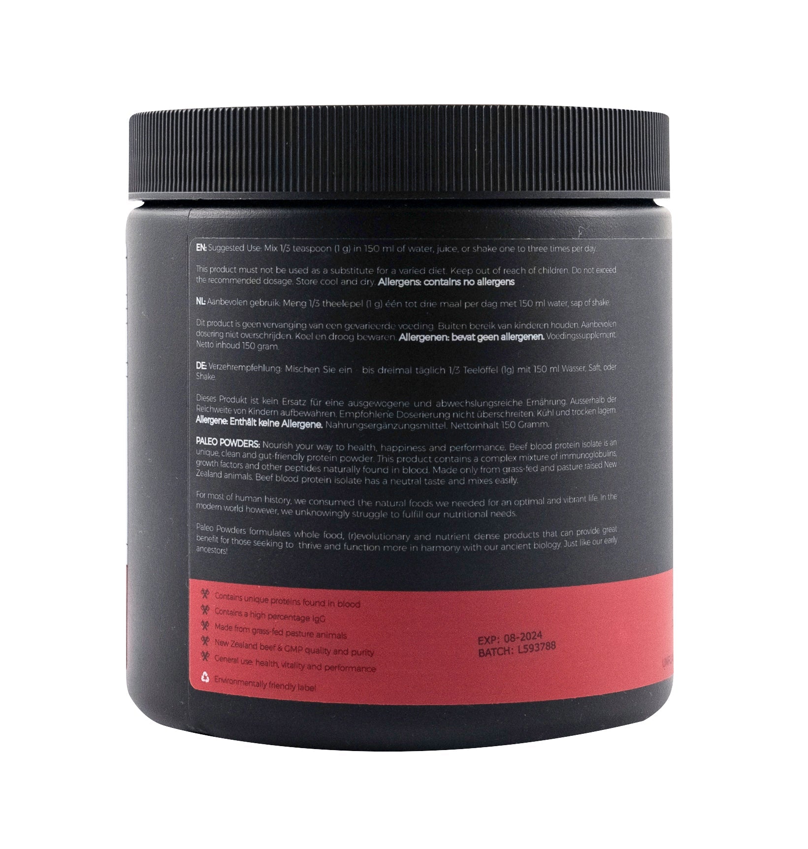 Runderbloed Eiwit Isolaat - Grasgevoerde Runderen - 500 gram - Gonewtra