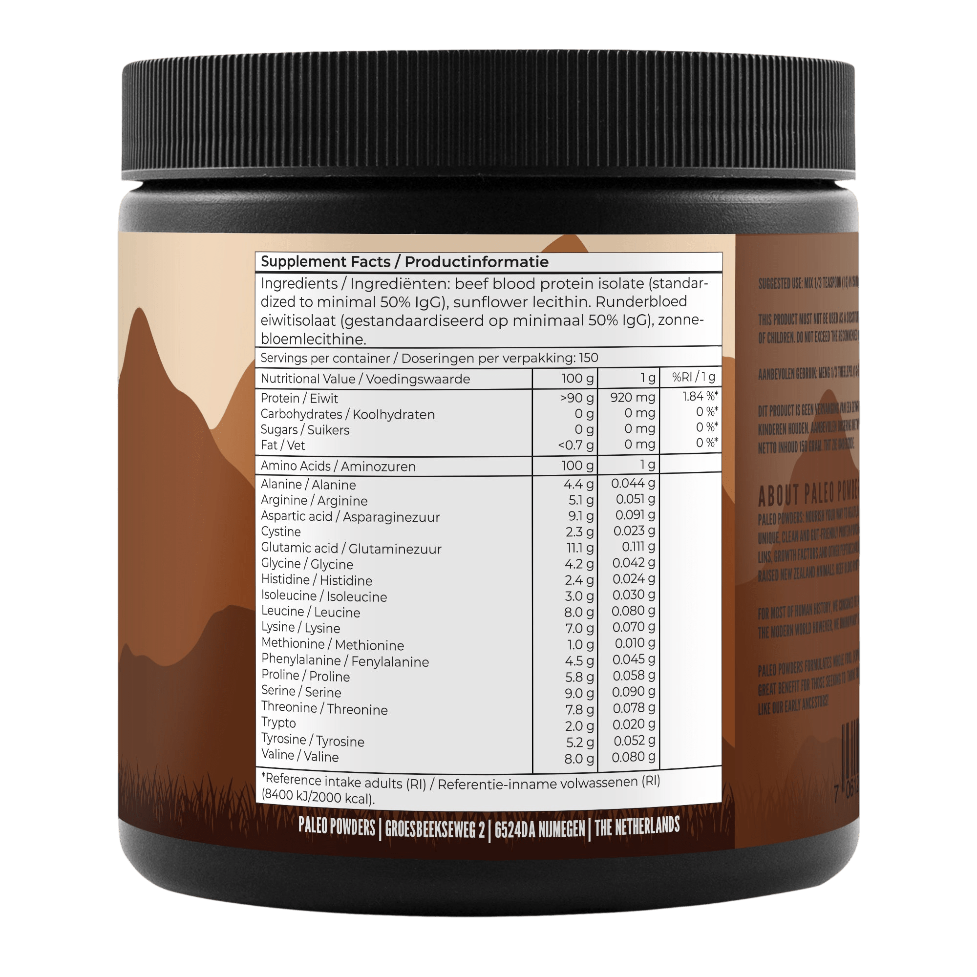 Runderbloed Eiwit Isolaat - Grasgevoerde Runderen - 500 gram - Gonewtra