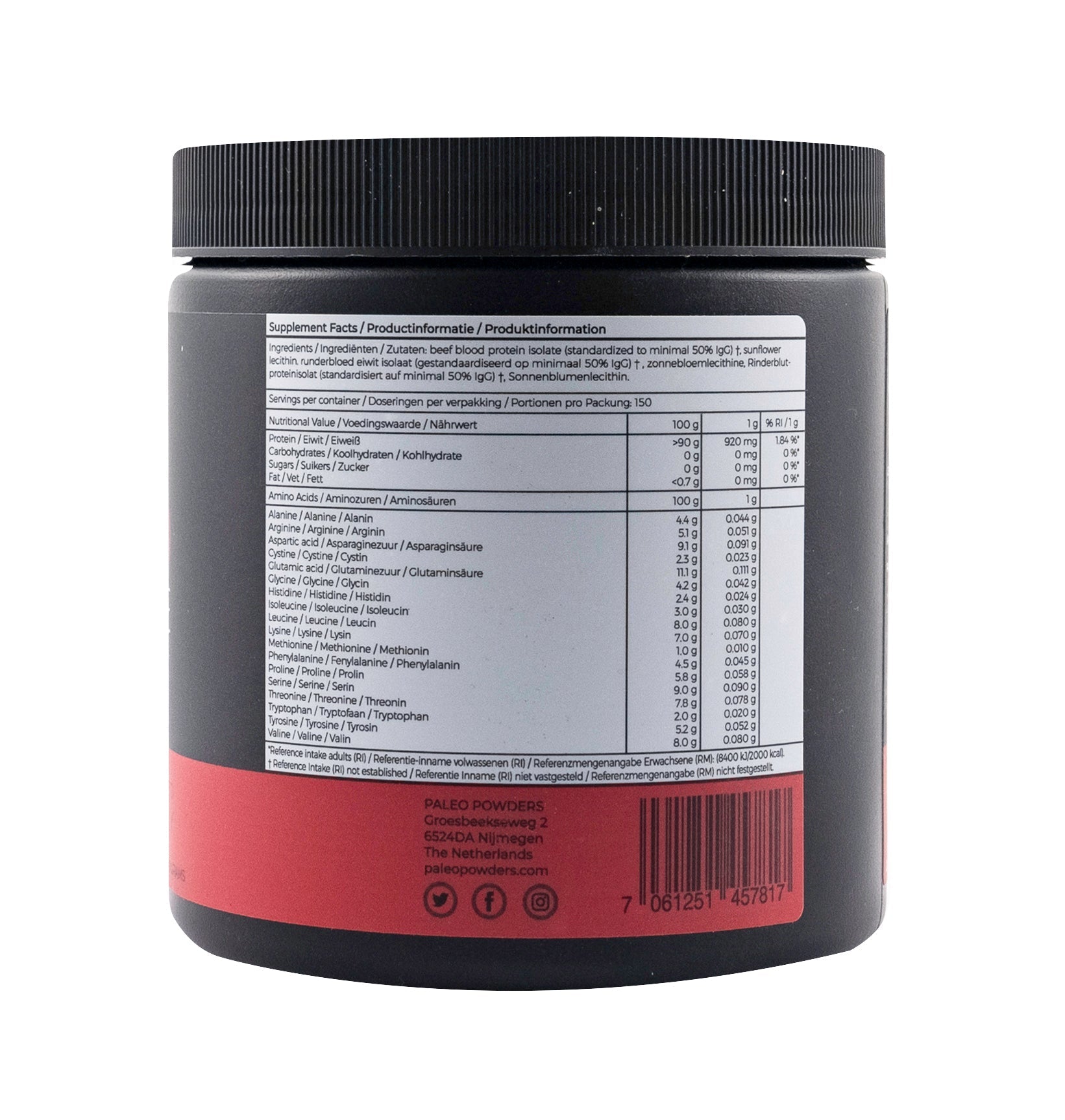 Runderbloed Eiwit Isolaat - Grasgevoerde Runderen - 500 gram - Gonewtra