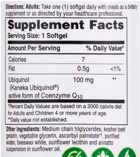Ubiquinol (Kaneka™) CoQ - 10 – 60 softgels - Newtraceuticals